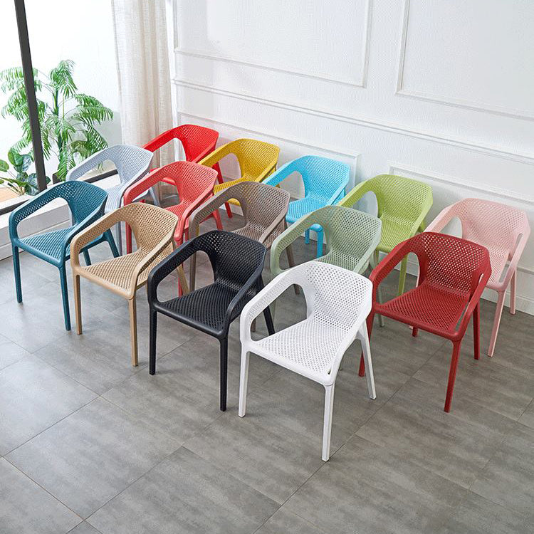 Contemporary Style Stackable Chair Kitchen Arm Chair with Plastic Legs