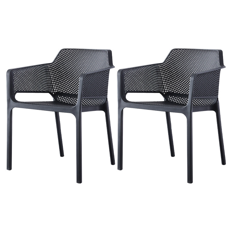 Contemporary Style Stackable Dining Chairs Kitchen Plastic Arm Chair