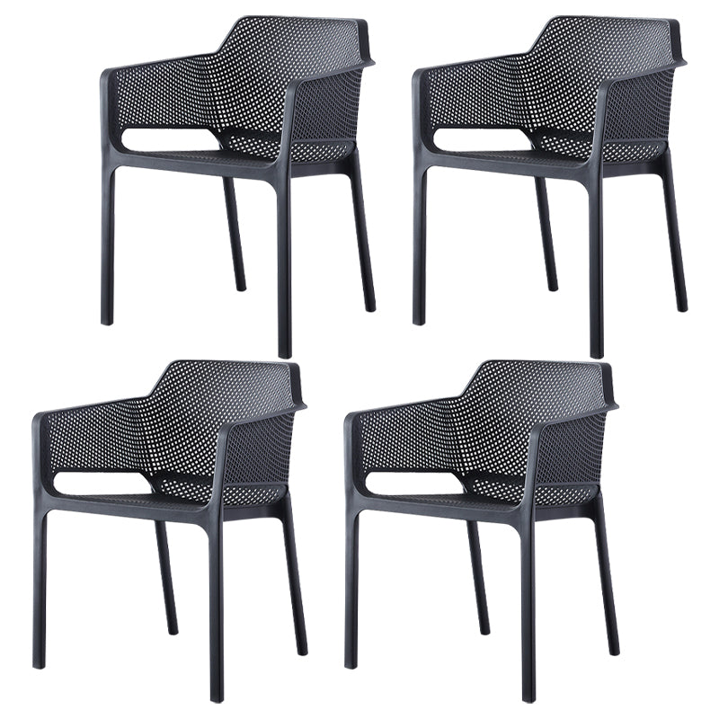 Contemporary Style Stackable Dining Chairs Kitchen Plastic Arm Chair