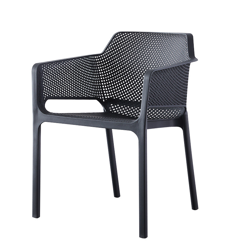 Contemporary Style Stackable Dining Chairs Kitchen Plastic Arm Chair