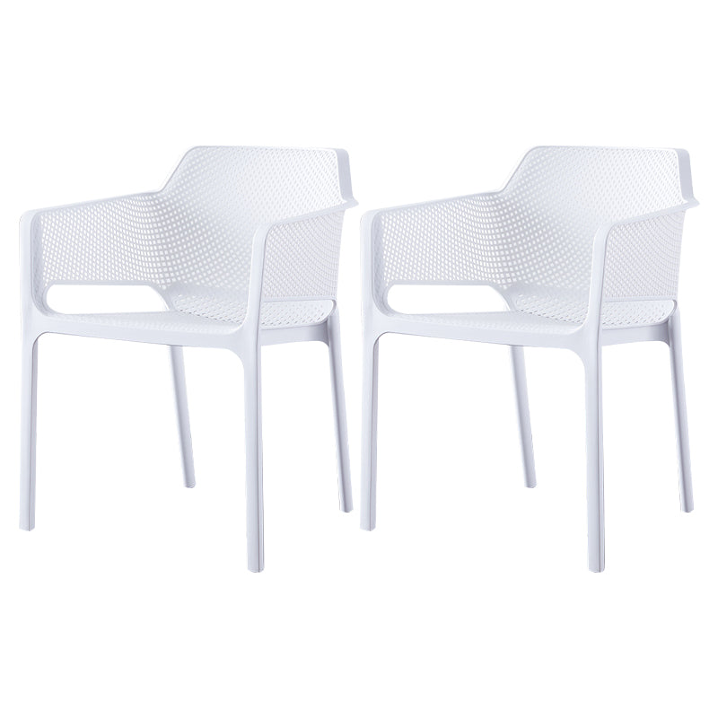 Contemporary Style Stackable Dining Chairs Kitchen Plastic Arm Chair