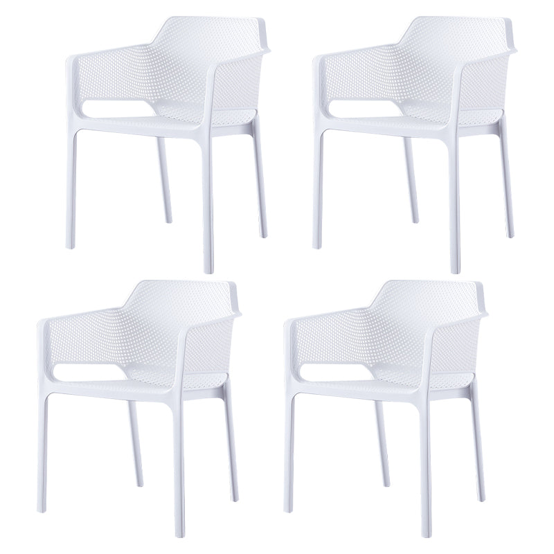 Contemporary Style Stackable Dining Chairs Kitchen Plastic Arm Chair