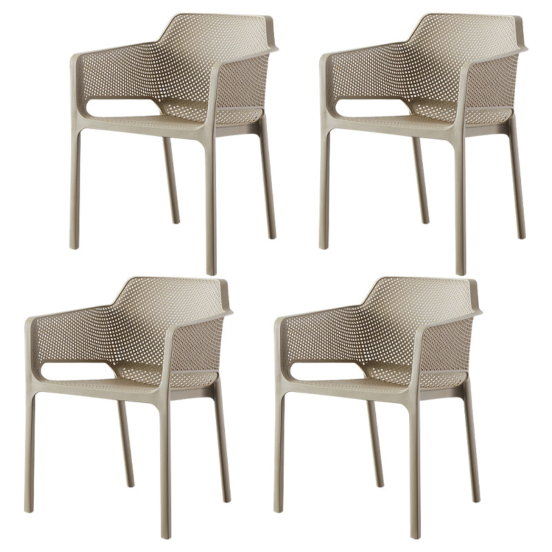 Contemporary Style Stackable Dining Chairs Kitchen Plastic Arm Chair