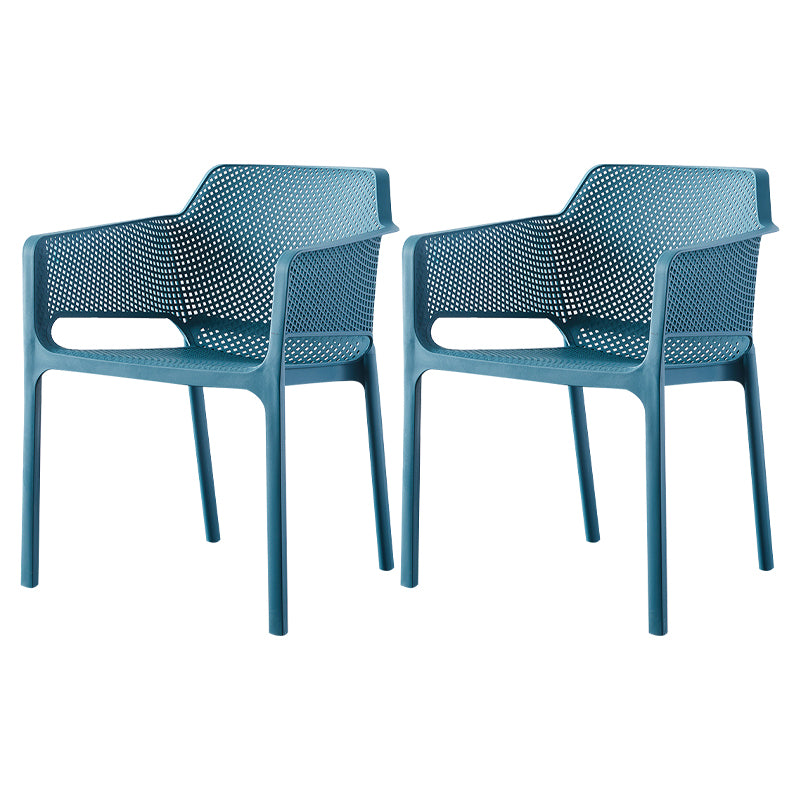 Contemporary Style Stackable Dining Chairs Kitchen Plastic Arm Chair