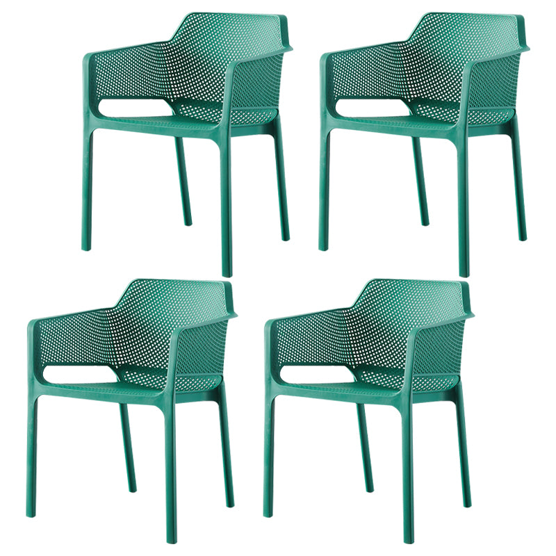 Contemporary Style Stackable Dining Chairs Kitchen Plastic Arm Chair