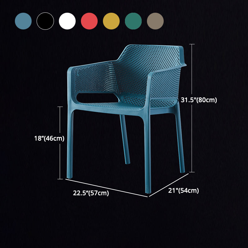 Contemporary Style Stackable Dining Chairs Kitchen Plastic Arm Chair