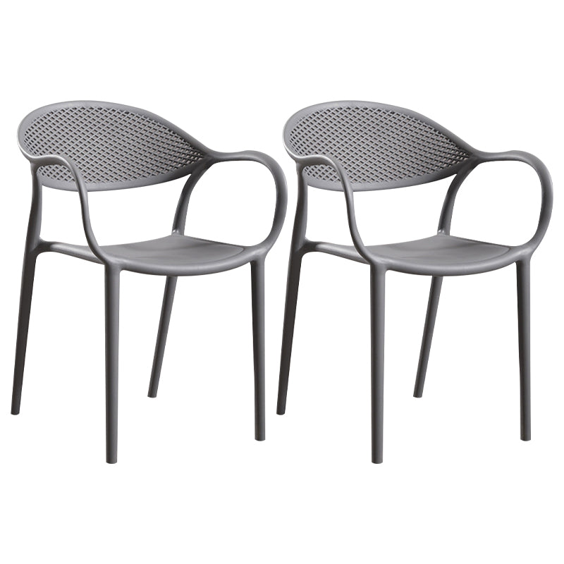 Contemporary Style Stackable Plastic Dining Chairs Open Back Kitchen Arm Chair