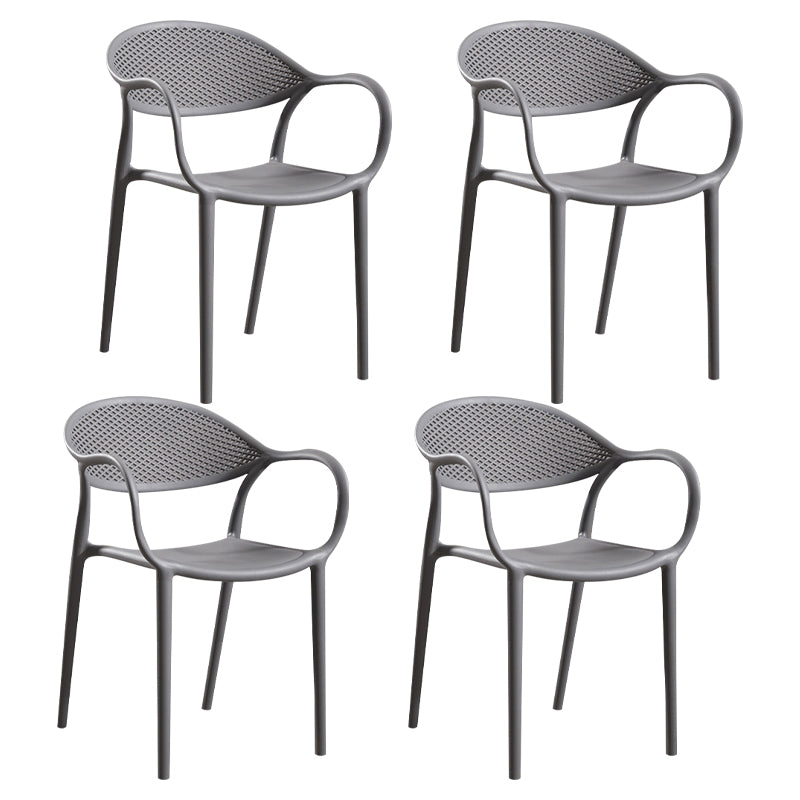 Contemporary Style Stackable Plastic Dining Chairs Open Back Kitchen Arm Chair