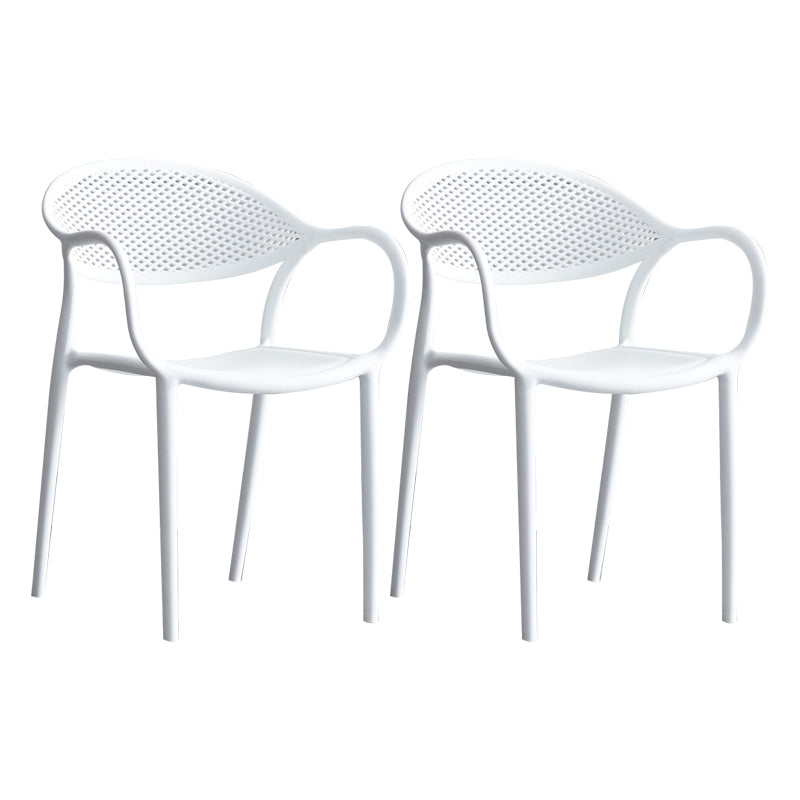 Contemporary Style Stackable Plastic Dining Chairs Open Back Kitchen Arm Chair