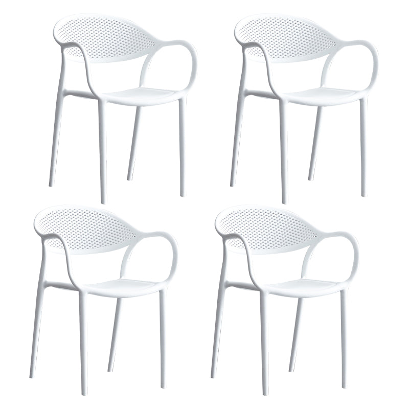 Contemporary Style Stackable Plastic Dining Chairs Open Back Kitchen Arm Chair