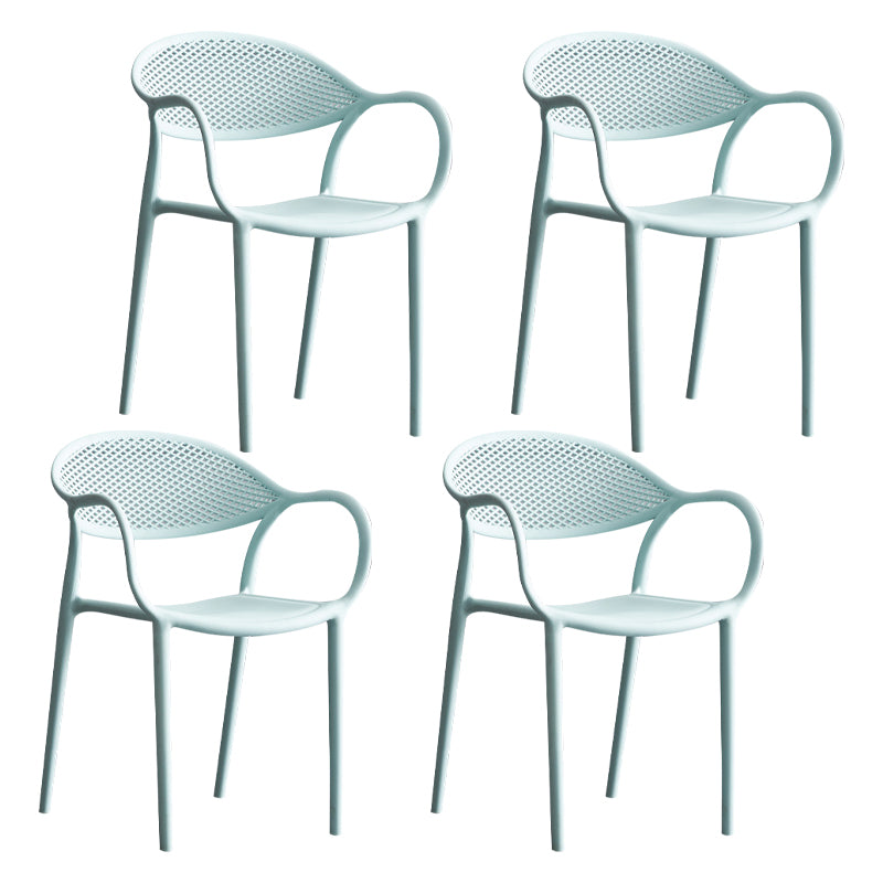 Contemporary Style Stackable Plastic Dining Chairs Open Back Kitchen Arm Chair