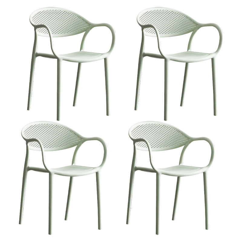 Contemporary Style Stackable Plastic Dining Chairs Open Back Kitchen Arm Chair