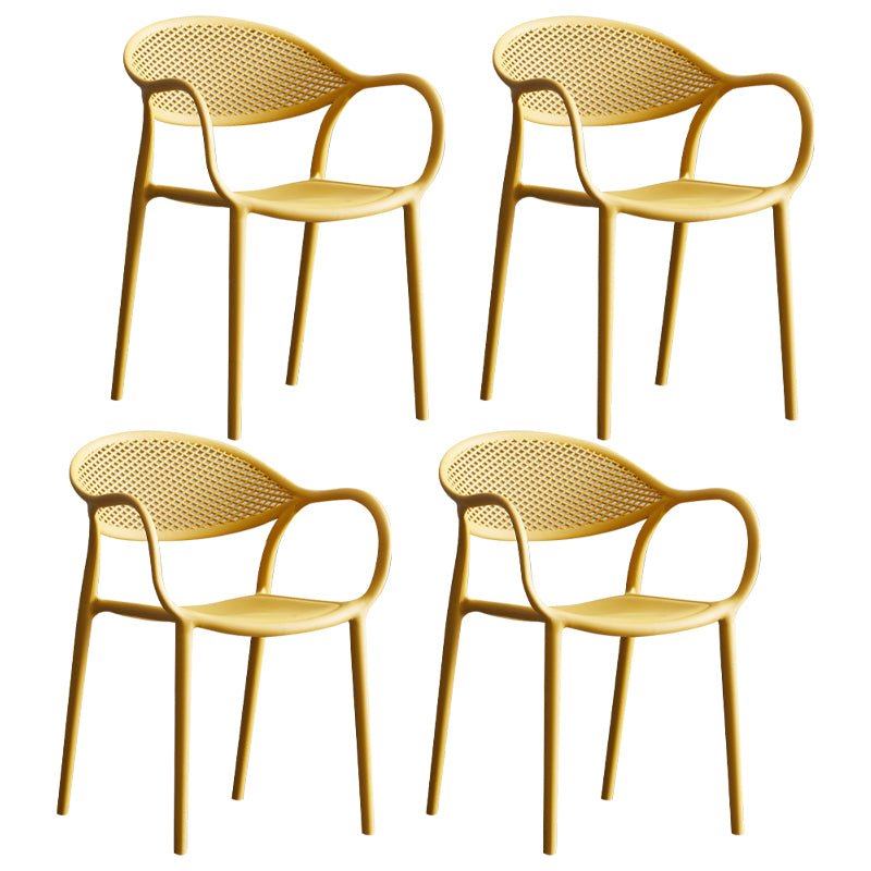 Contemporary Style Stackable Plastic Dining Chairs Open Back Kitchen Arm Chair