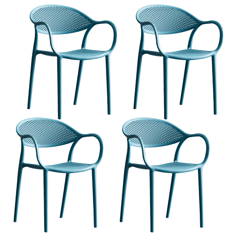 Contemporary Style Stackable Plastic Dining Chairs Open Back Kitchen Arm Chair