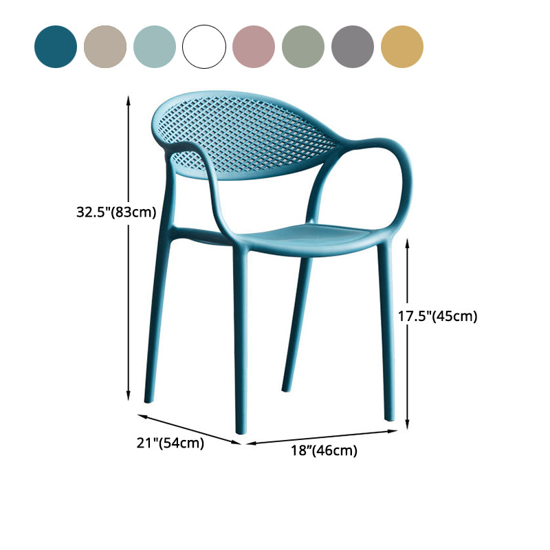 Contemporary Style Stackable Plastic Dining Chairs Open Back Kitchen Arm Chair