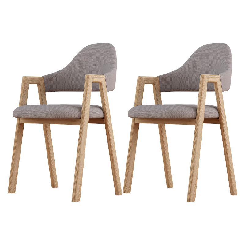 Contemporary Style Chairs Kitchen Open Back Arm Chair with Wooden Legs