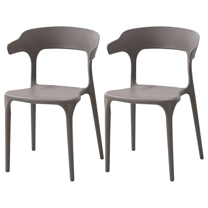 Contemporary Style Stackable Chair Open Back Kitchen Arm Chair with Plastic Legs