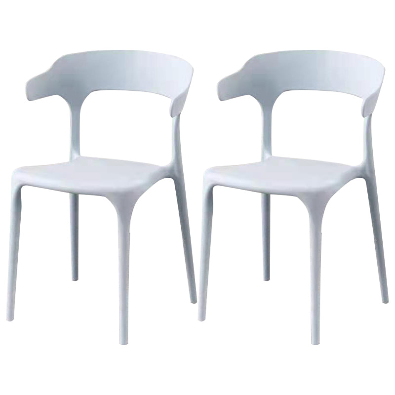 Contemporary Style Stackable Chair Open Back Kitchen Arm Chair with Plastic Legs