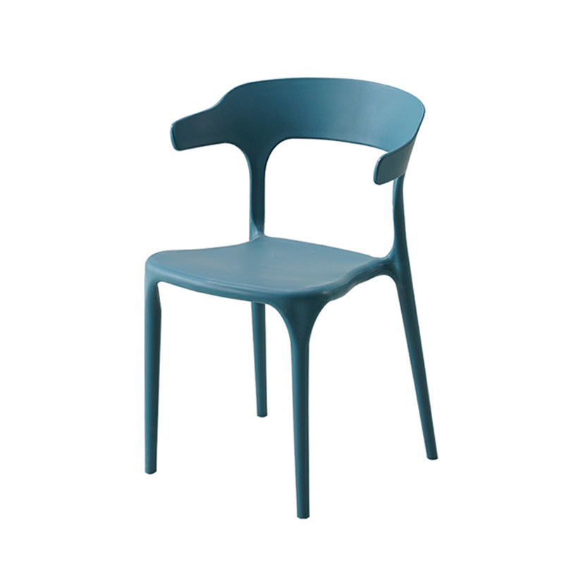 Contemporary Style Stackable Chair Open Back Kitchen Arm Chair with Plastic Legs