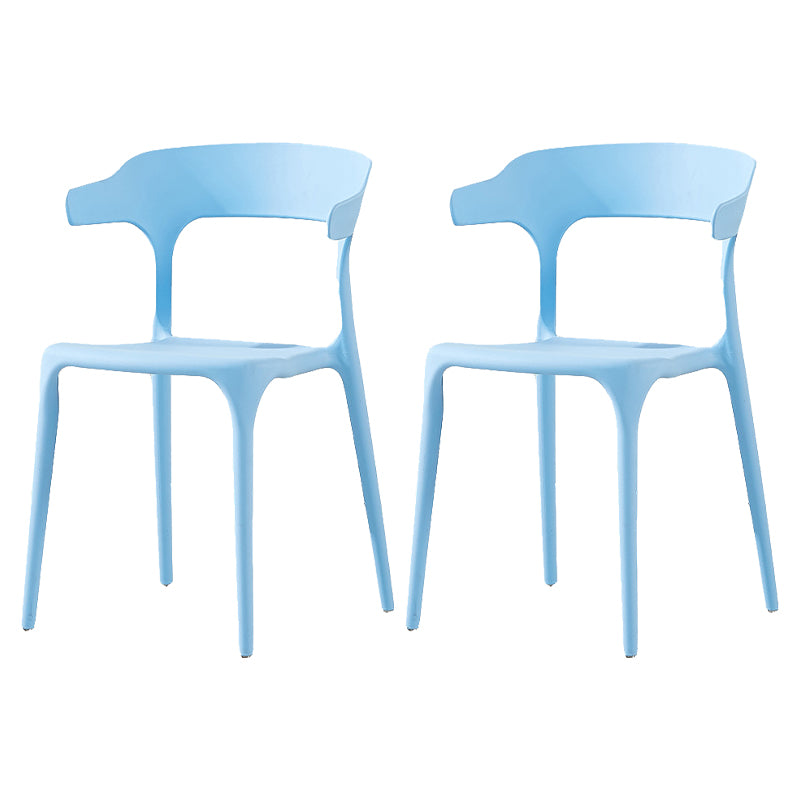 Contemporary Style Stackable Chair Open Back Kitchen Arm Chair with Plastic Legs