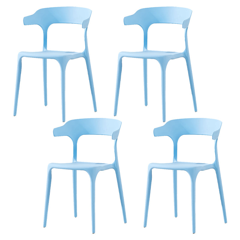 Contemporary Style Stackable Chair Open Back Kitchen Arm Chair with Plastic Legs