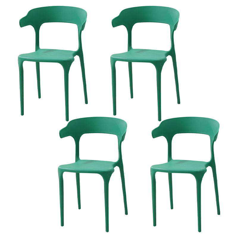 Contemporary Style Stackable Chair Open Back Kitchen Arm Chair with Plastic Legs