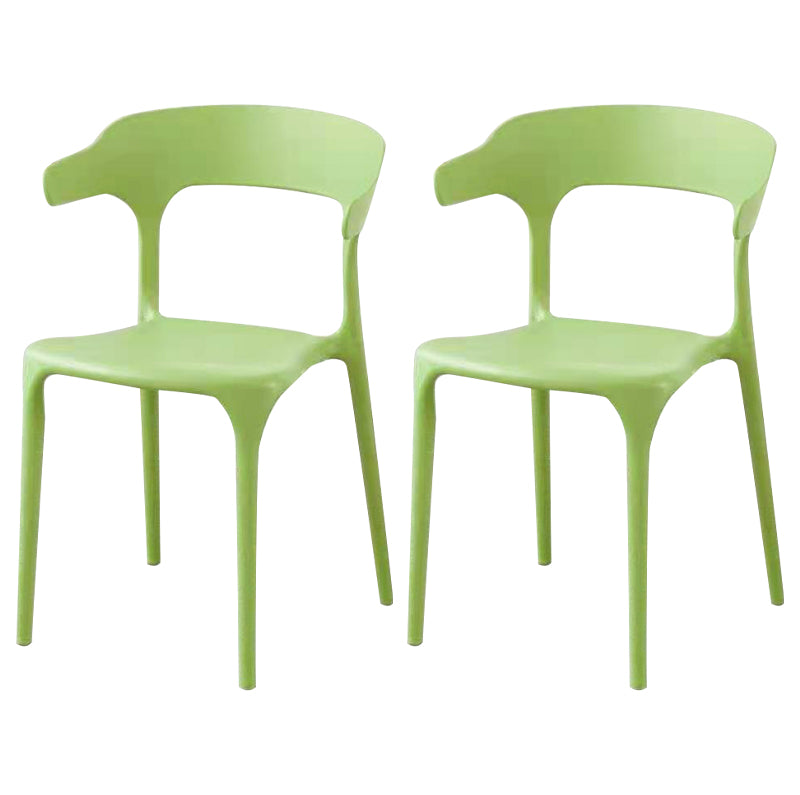 Contemporary Style Stackable Chair Open Back Kitchen Arm Chair with Plastic Legs