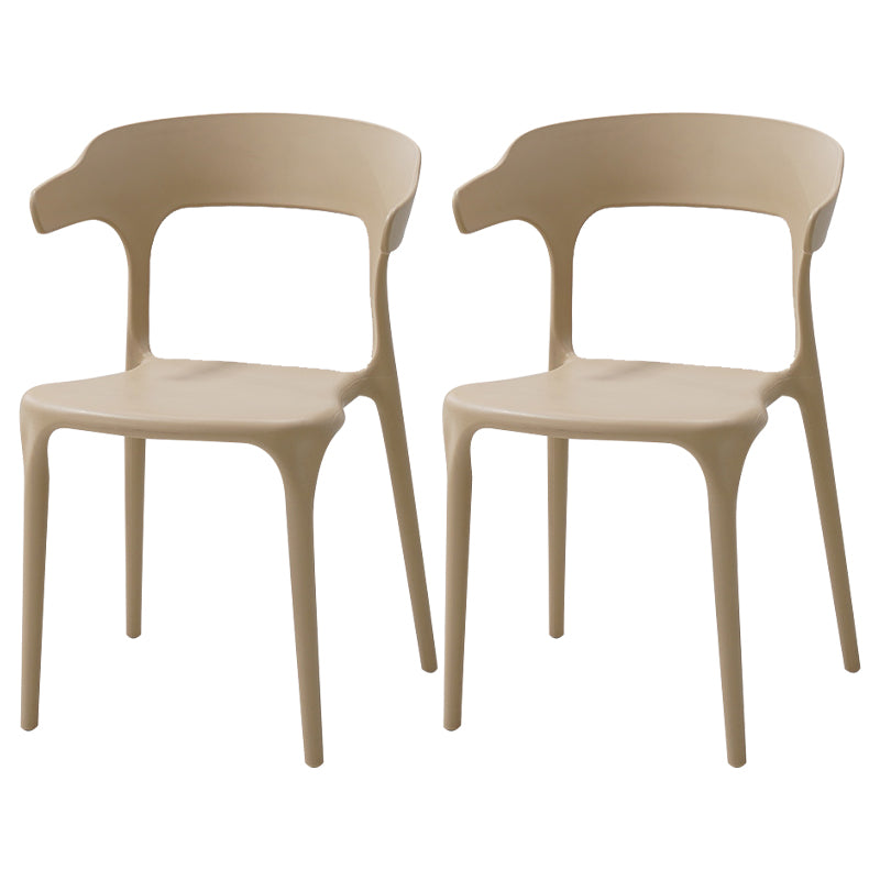 Contemporary Style Stackable Chair Open Back Kitchen Arm Chair with Plastic Legs