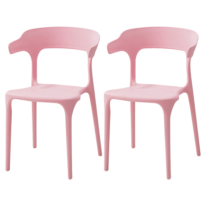 Contemporary Style Stackable Chair Open Back Kitchen Arm Chair with Plastic Legs