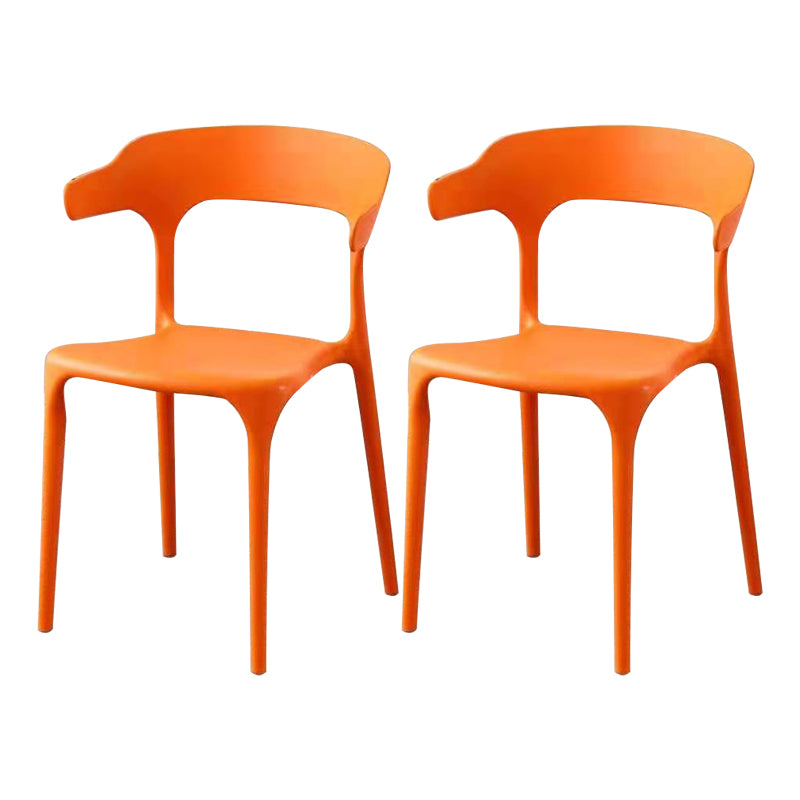 Contemporary Style Stackable Chair Open Back Kitchen Arm Chair with Plastic Legs