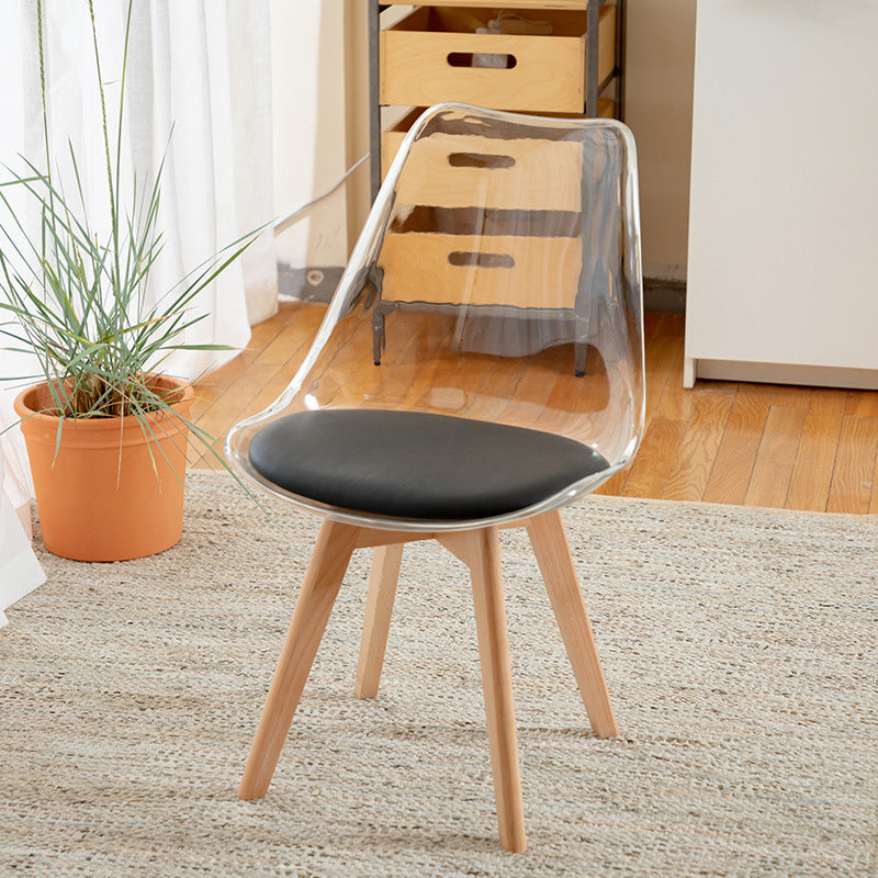 Scandinavian Wood Indoor-Outdoor Chair Solid Back Side Chair