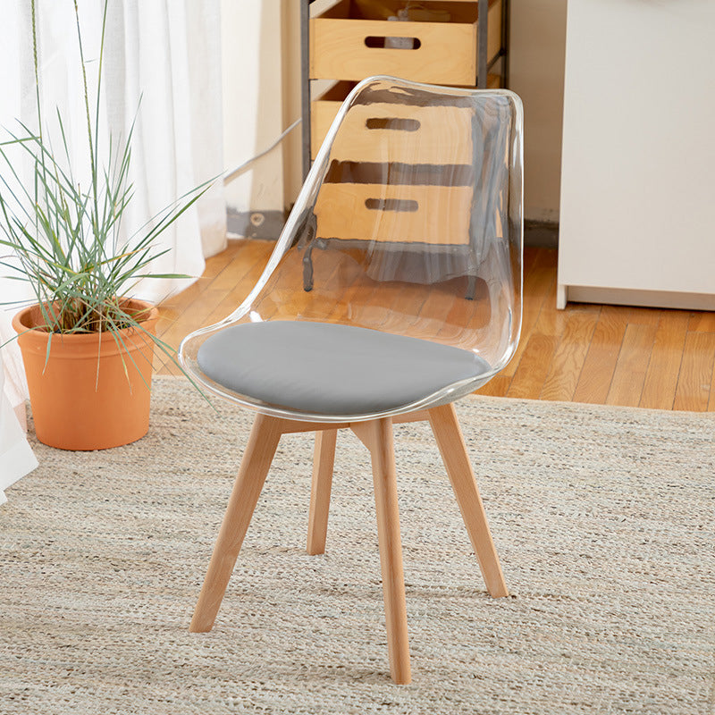 Scandinavian Wood Indoor-Outdoor Chair Solid Back Side Chair