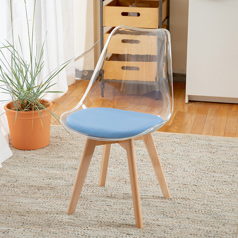 Scandinavian Wood Indoor-Outdoor Chair Solid Back Side Chair