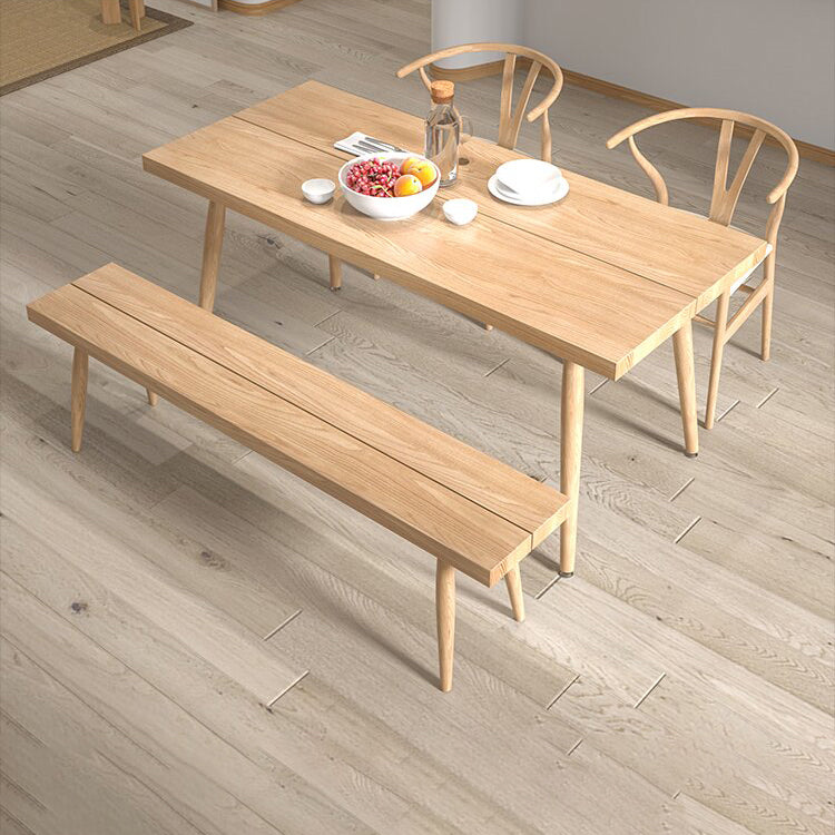 Modern 1/2/4 Pieces Beige Dinette Set Ash Wood Rectangle Dining Table Set