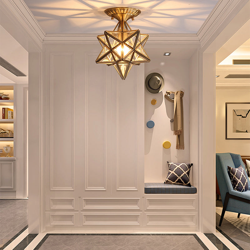 Shaded Aisle Semi Flush Mount Ceiling Light Vintage Glass Semi Flush Ceiling Light