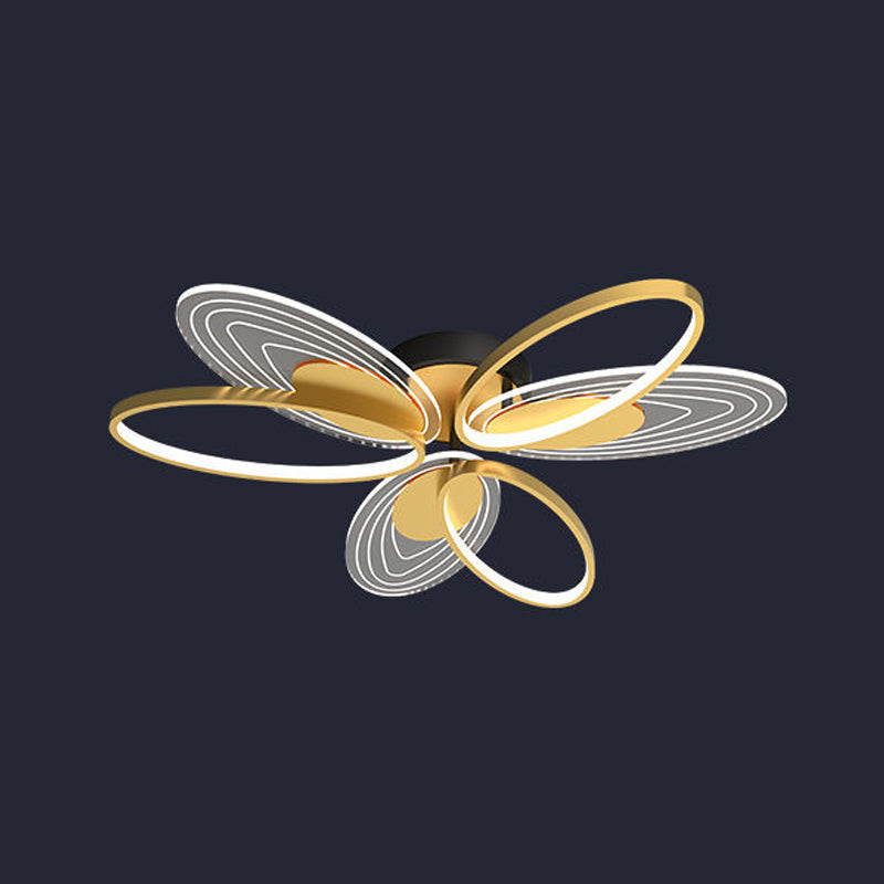 Forma de la flor de metal al ras del techo de techo moderno múltiples luces de montaje al ras en oro