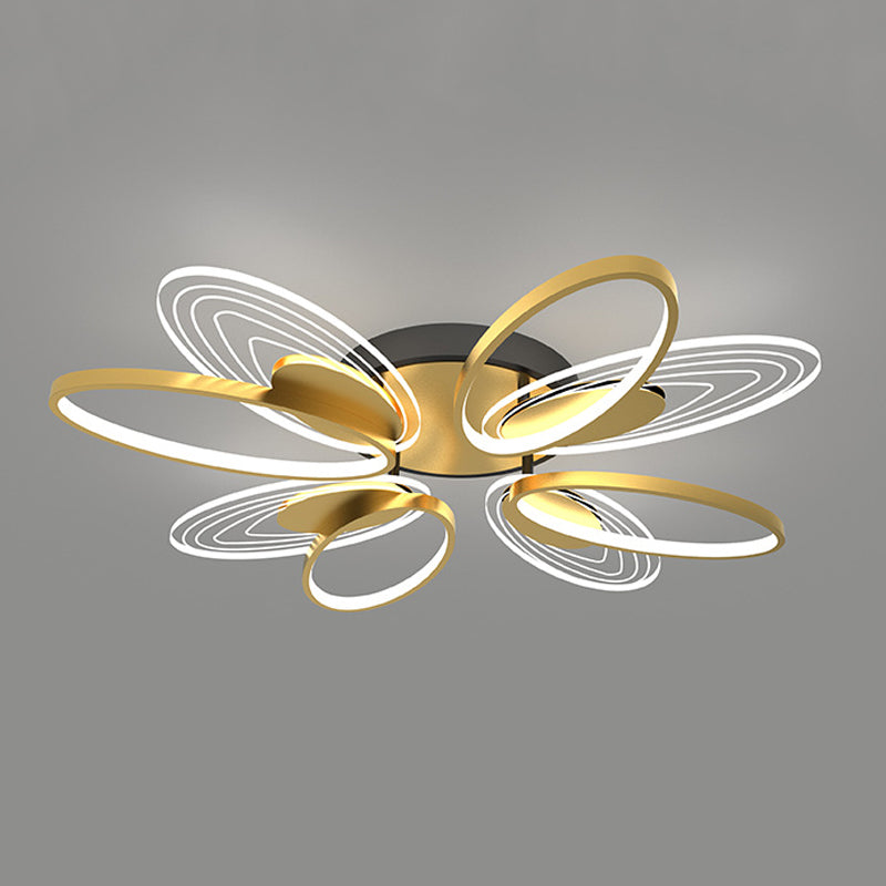 Forma de la flor de metal al ras del techo de techo moderno múltiples luces de montaje al ras en oro