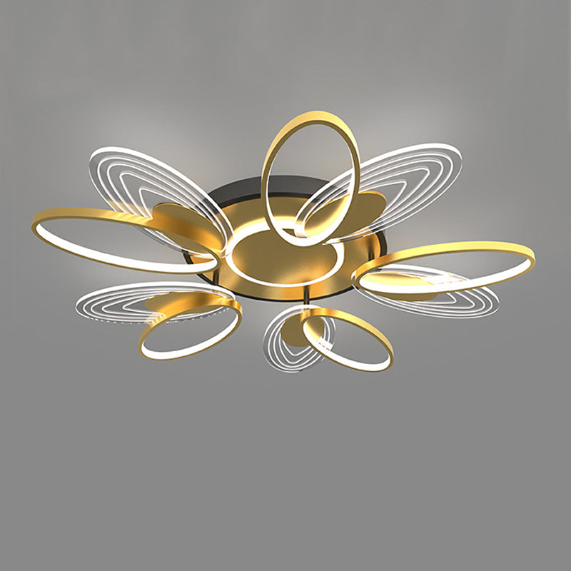 Forma de la flor de metal al ras del techo de techo moderno múltiples luces de montaje al ras en oro