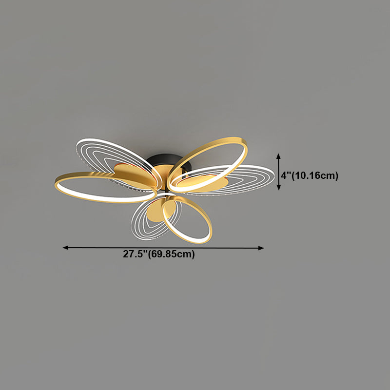 Forma de la flor de metal al ras del techo de techo moderno múltiples luces de montaje al ras en oro