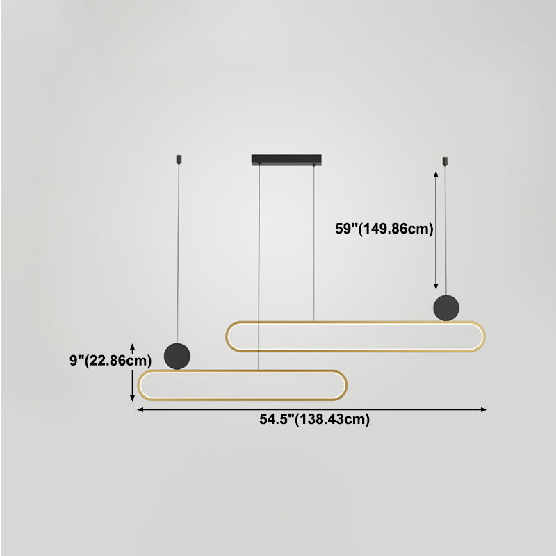 Eigentijdse stijl lineaire vorm eilandlichten metaalhangende hanglampen in goud