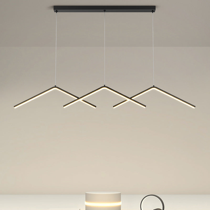 Zeitgenössischer Stil linearer Form Island Leuchten Metall 3 Licht hängende Anhängerleuchten