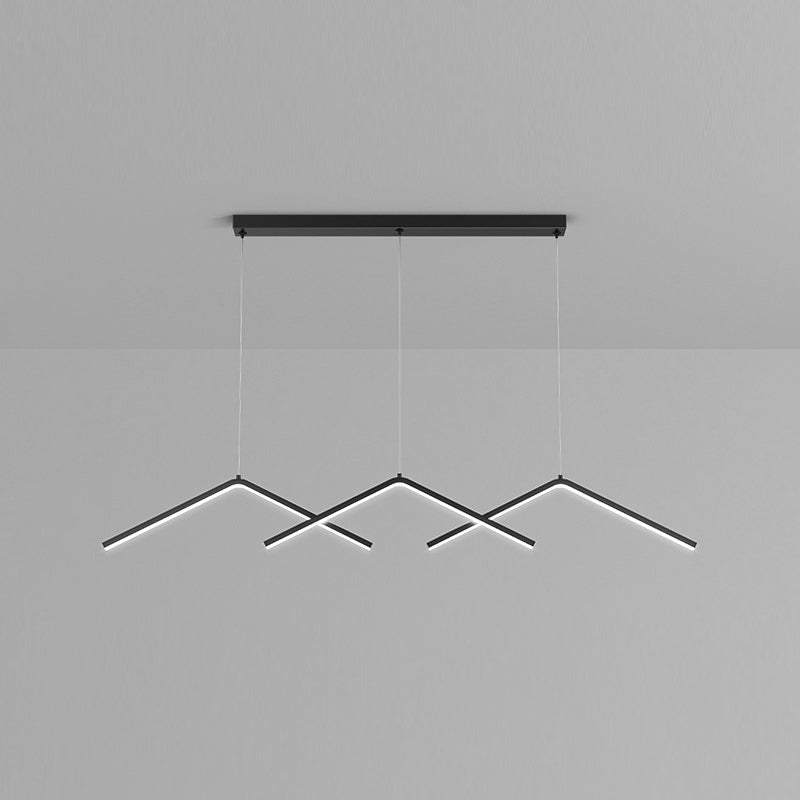 Zeitgenössischer Stil linearer Form Island Leuchten Metall 3 Licht hängende Anhängerleuchten