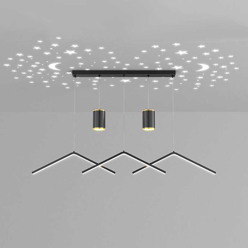 Zeitgenössischer Stil linearer Form Island Leuchten Metall 3 Licht hängende Anhängerleuchten