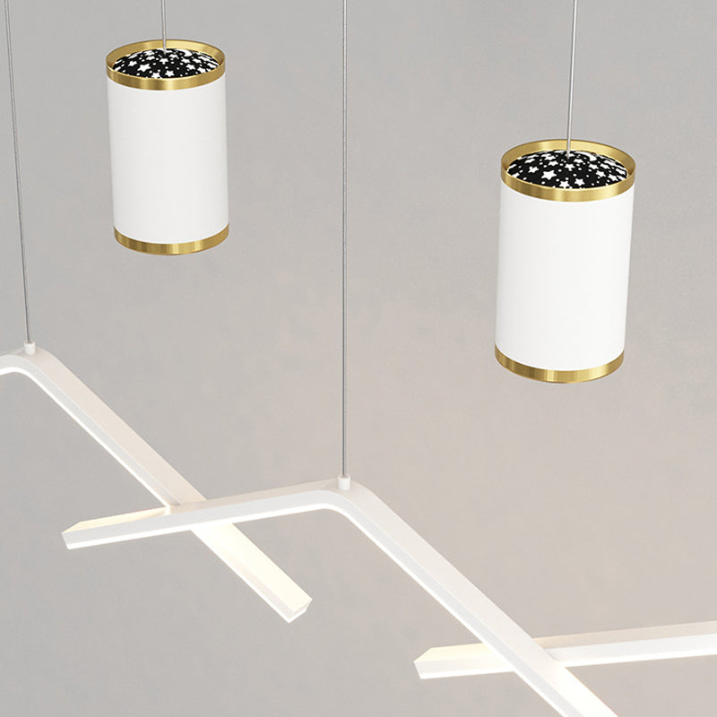 Zeitgenössischer Stil linearer Form Island Leuchten Metall 3 Licht hängende Anhängerleuchten