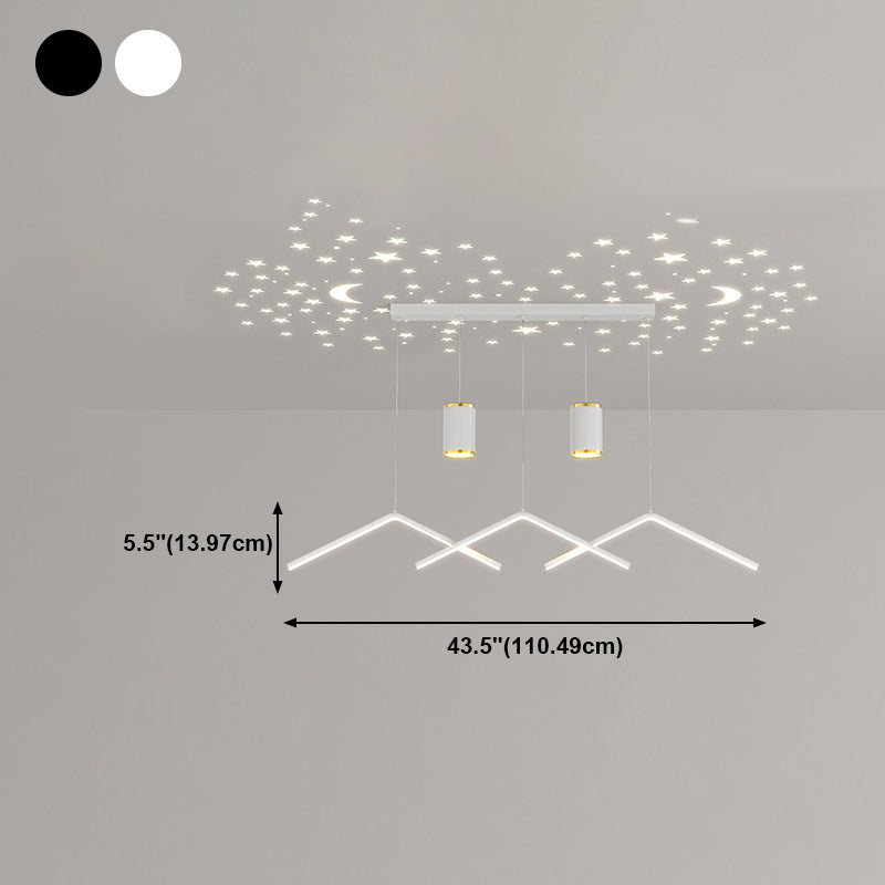 Zeitgenössischer Stil linearer Form Island Leuchten Metall 3 Licht hängende Anhängerleuchten