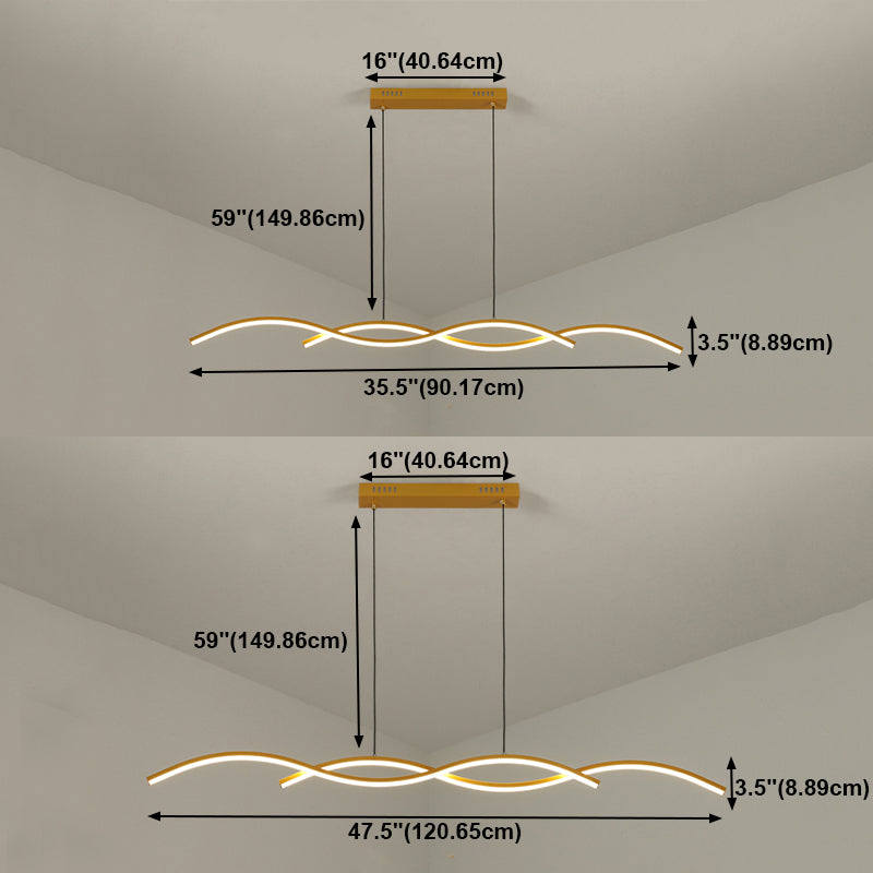 Moderner Stil linearer Inselleuchten Metall 2- Hellinselanhänger Leuchten