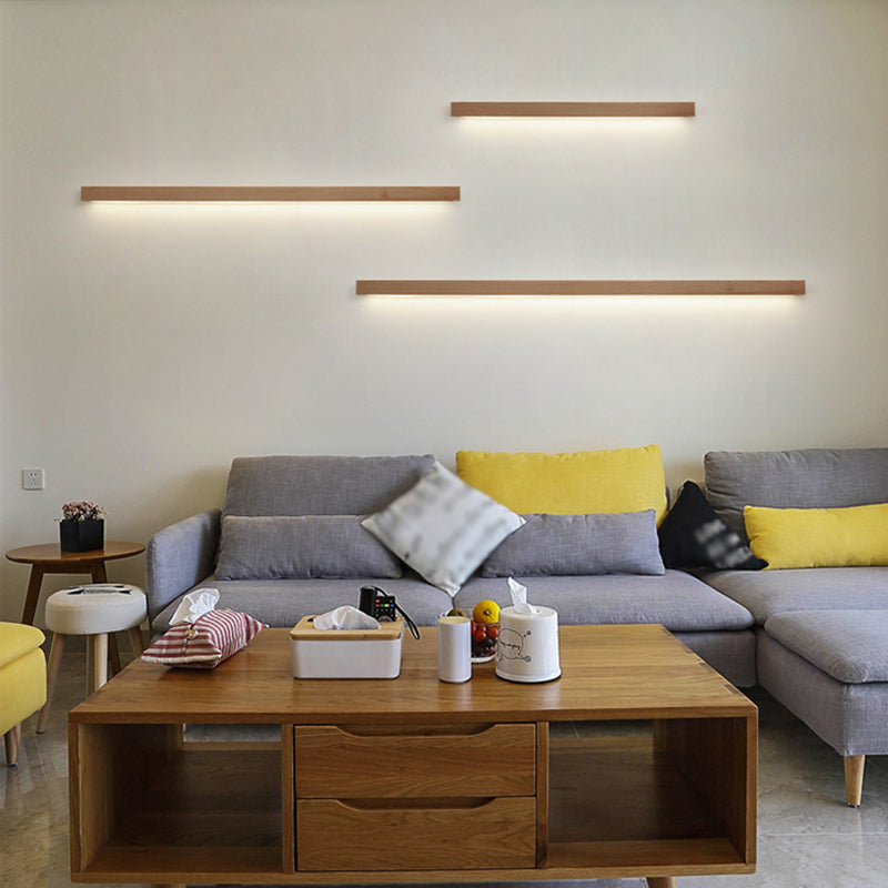 Sombra lineal madera pared apliques de estilo moderno luz de pared de luz simple en marrón