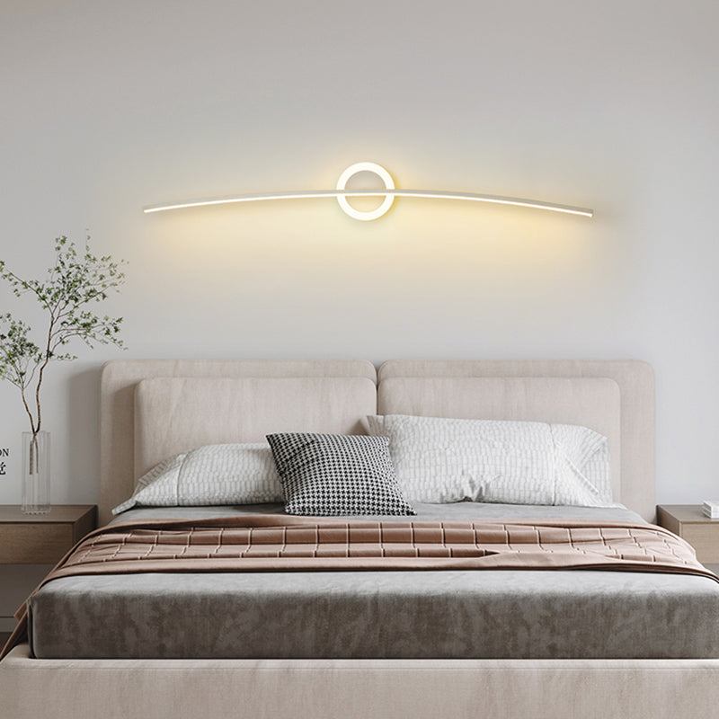 Linear Shade Metal Wall Sconce Modern Style Single Light Wall Mount Light in White