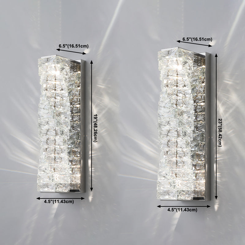 Unique Shade Crystal Wall Sconce Modern Style Single Light Wall Mounted Light in Silver