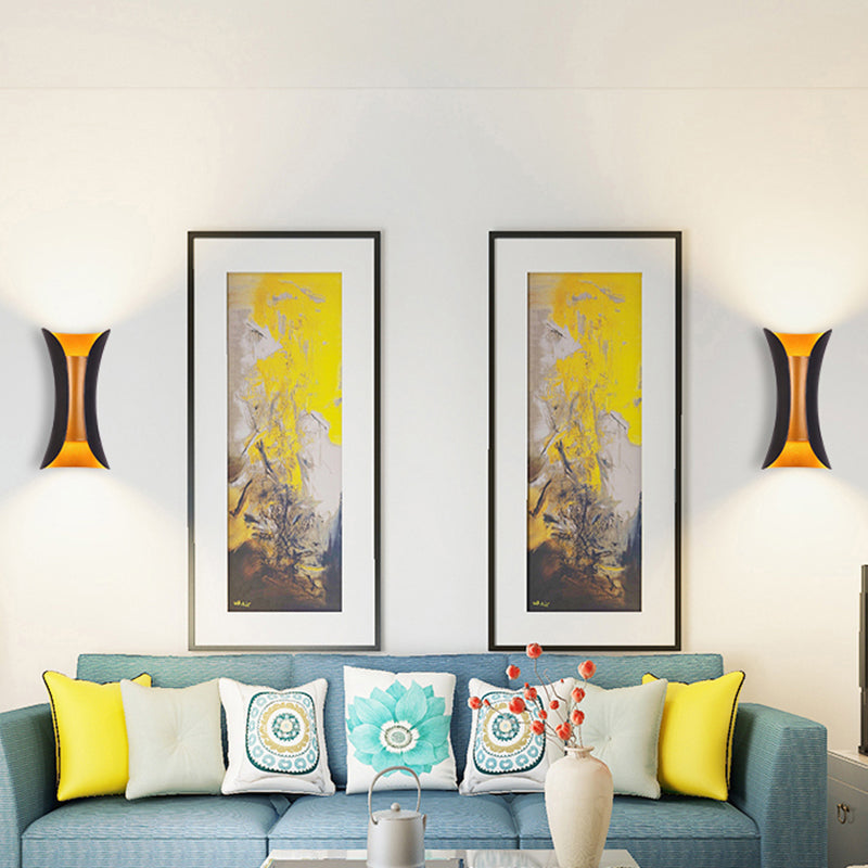 Unique Shade Metal Wall Sconce Modern Style 2- Lights Wall Mounted Light in Black